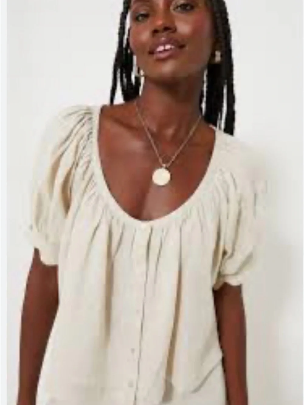 Tuckernuck Women's Linen Puff-Sleeve Scoop Neck Top